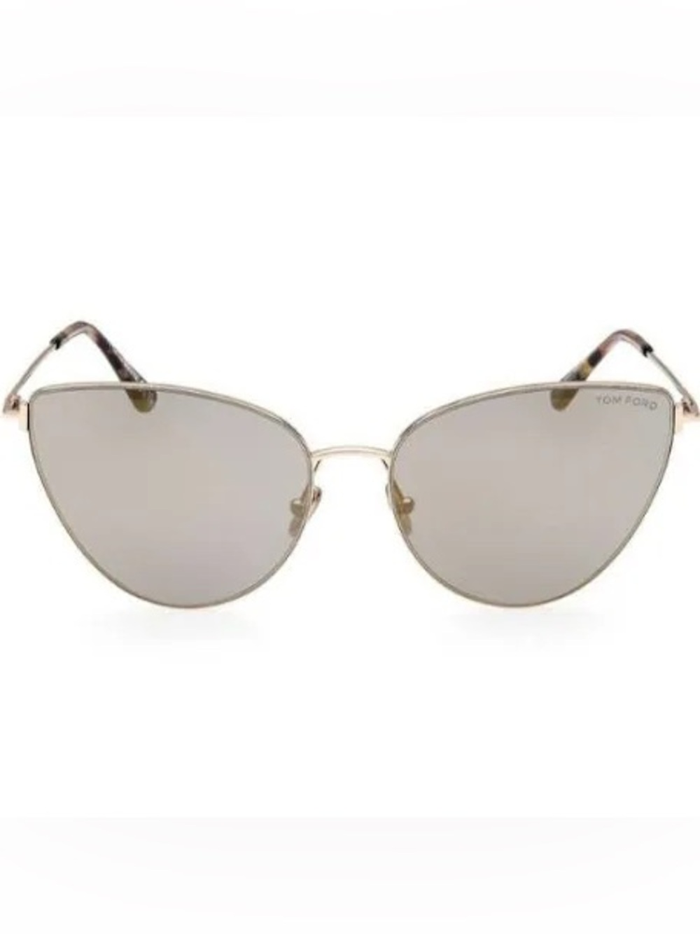 Tom Ford Gold Metal Cat-Eye Sunglasses with Silver Mirrored Lenses